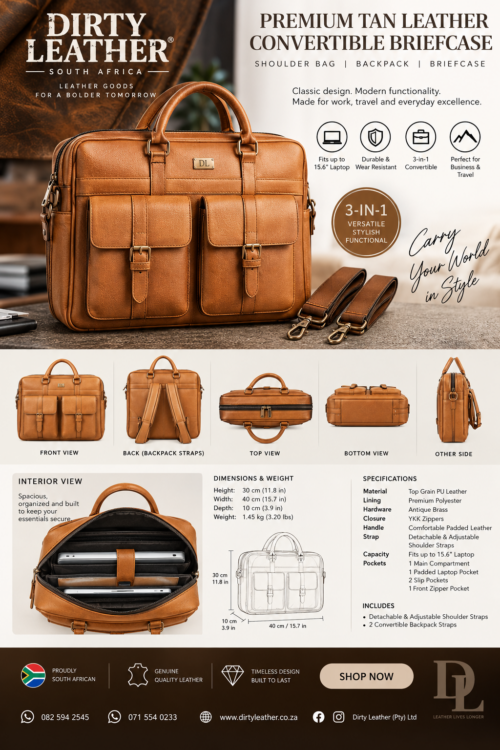 Dirty Leather 3-in-1 DL Briefcase Backpack